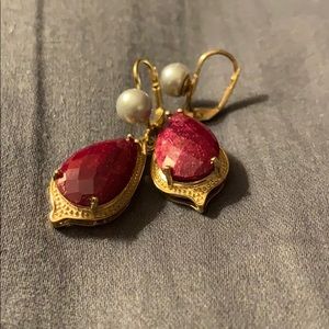 Stunning Drop Dead Ruby Earrings w pearls